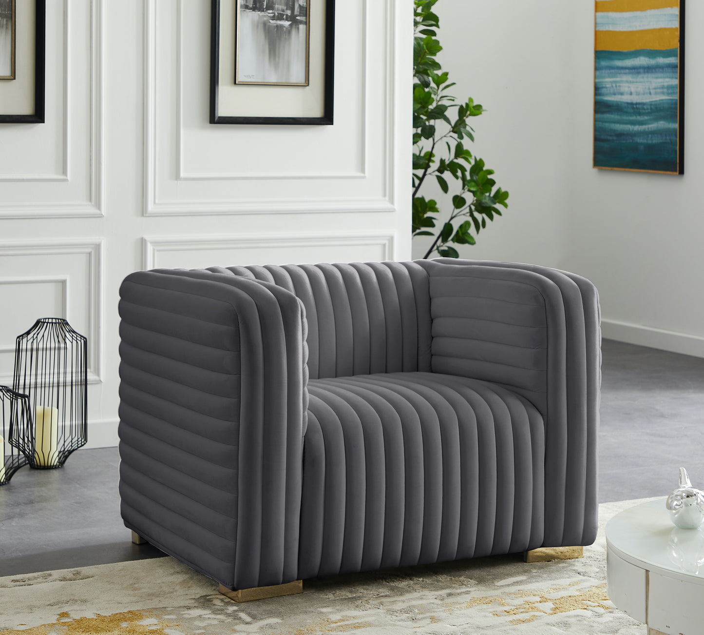 Ravish Velvet Chair SKU: 640Grey-C