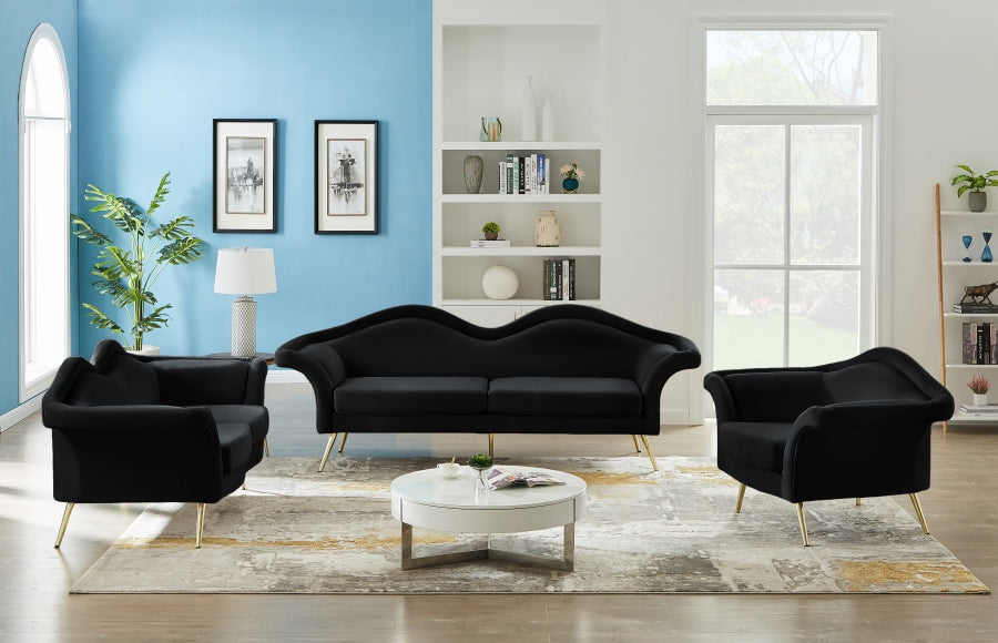 Lips Velvet Loveseat SKU: 607Black-L