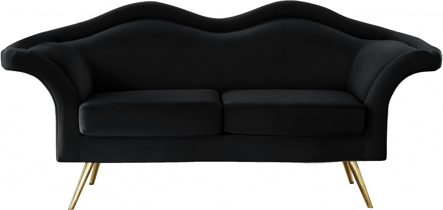 Lips Velvet Loveseat SKU: 607Black-L