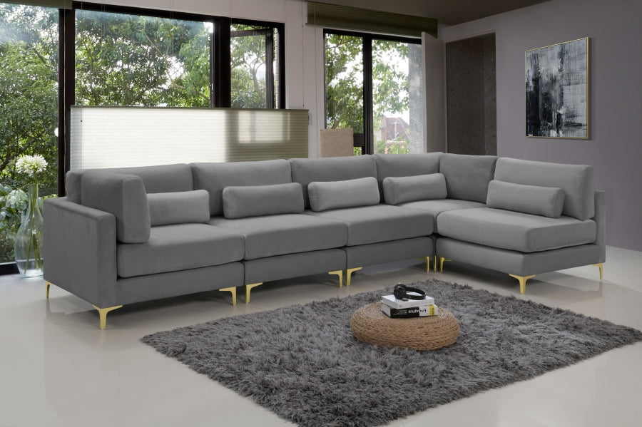 Julia Velvet Modular Sectional SKU: 605-Sec5D