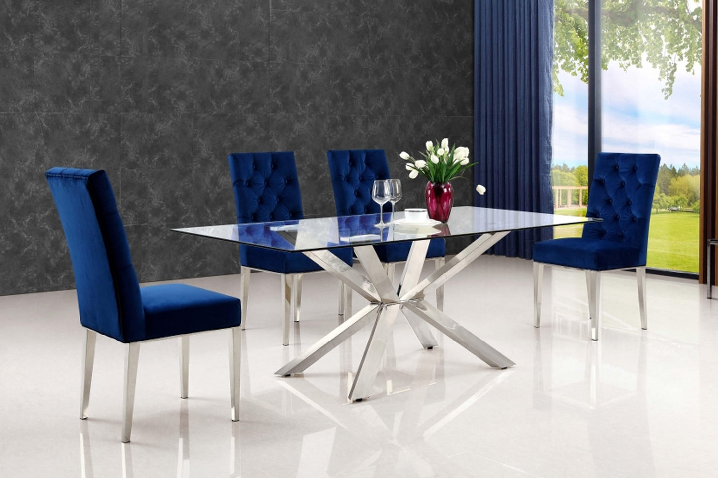 Juno Velvet 5PC Set SKU: 732-S5 - Venini Furniture