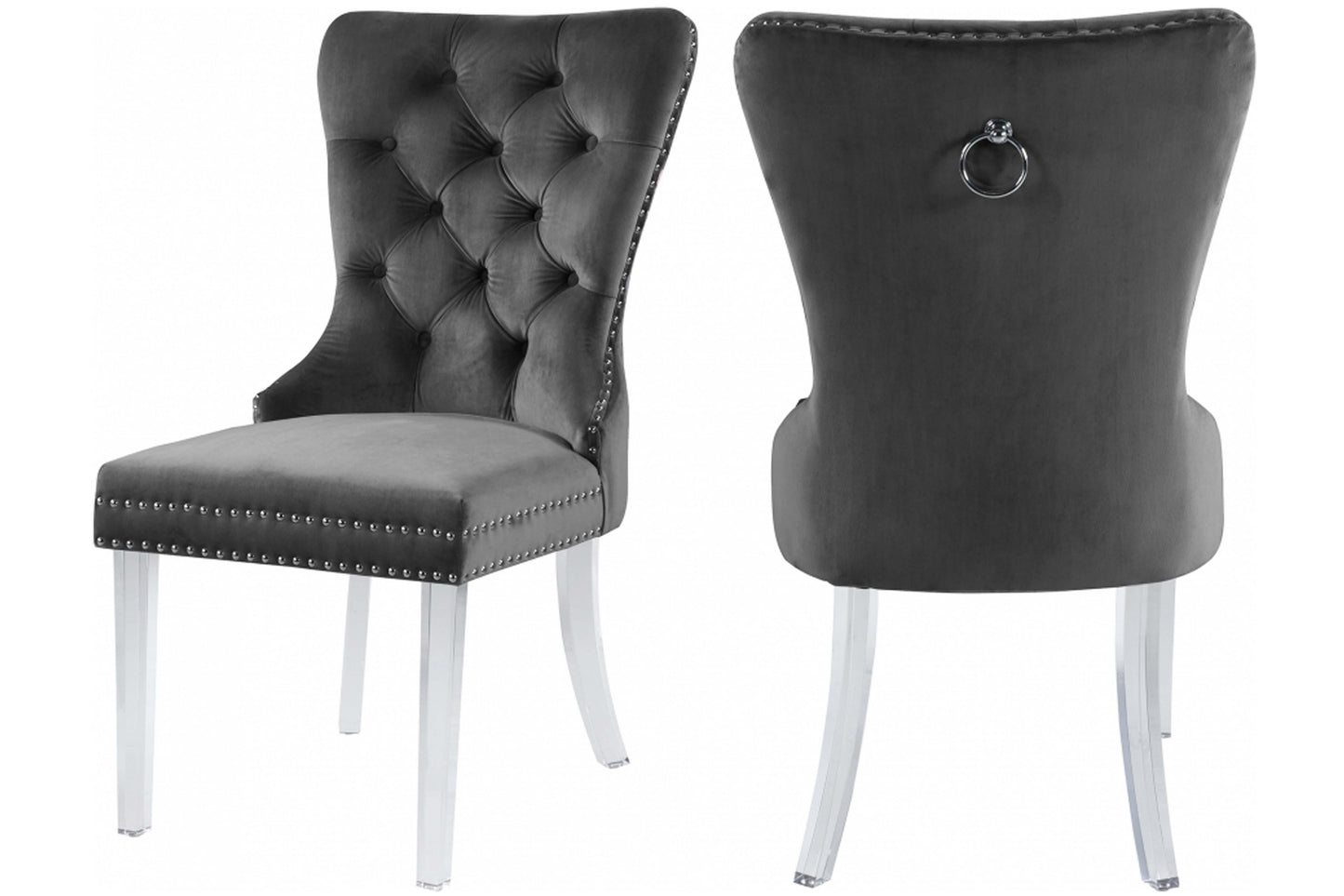 Miley Velvet Dining Chair with Acrylic Legs SKU: 746-C - Venini Furniture