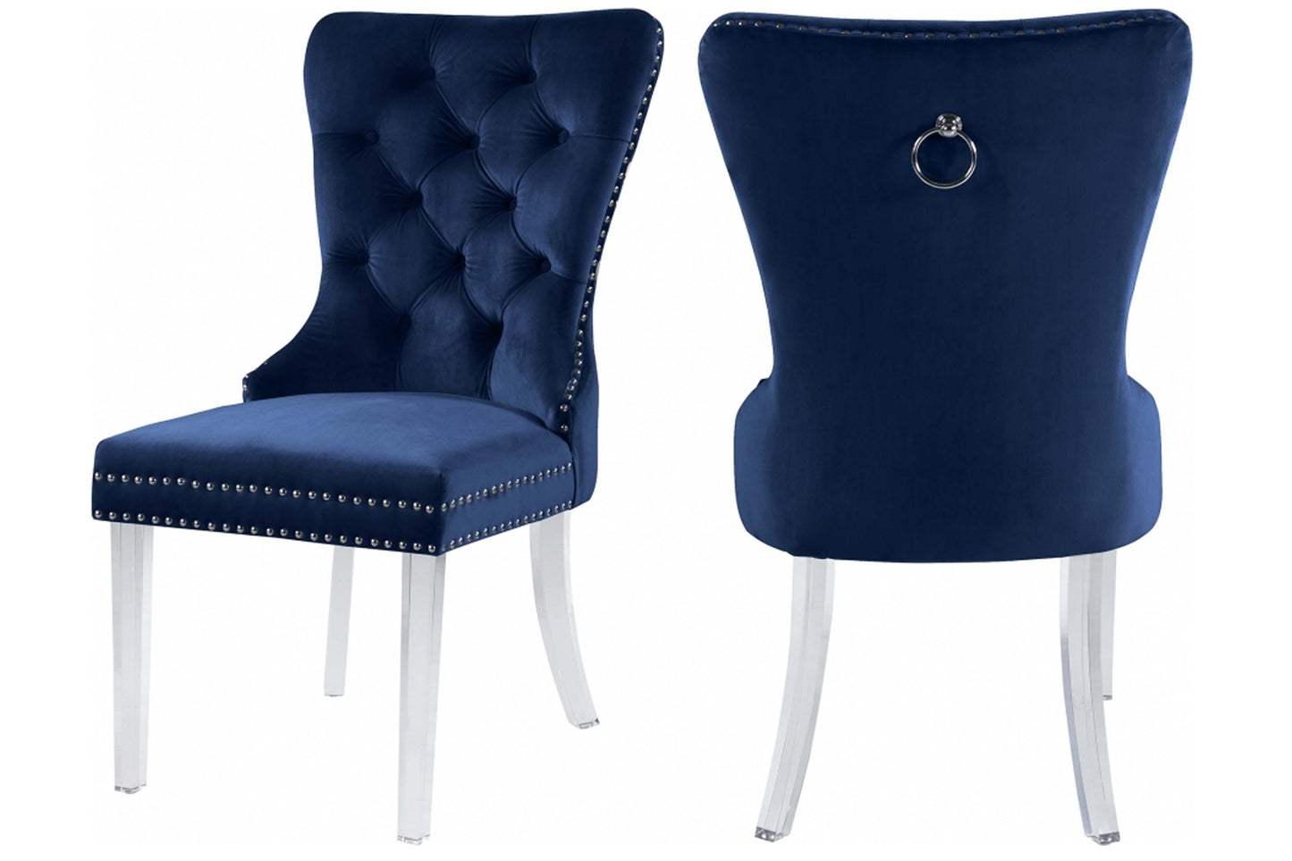 Miley Velvet Dining Chair with Acrylic Legs SKU: 746-C - Venini Furniture