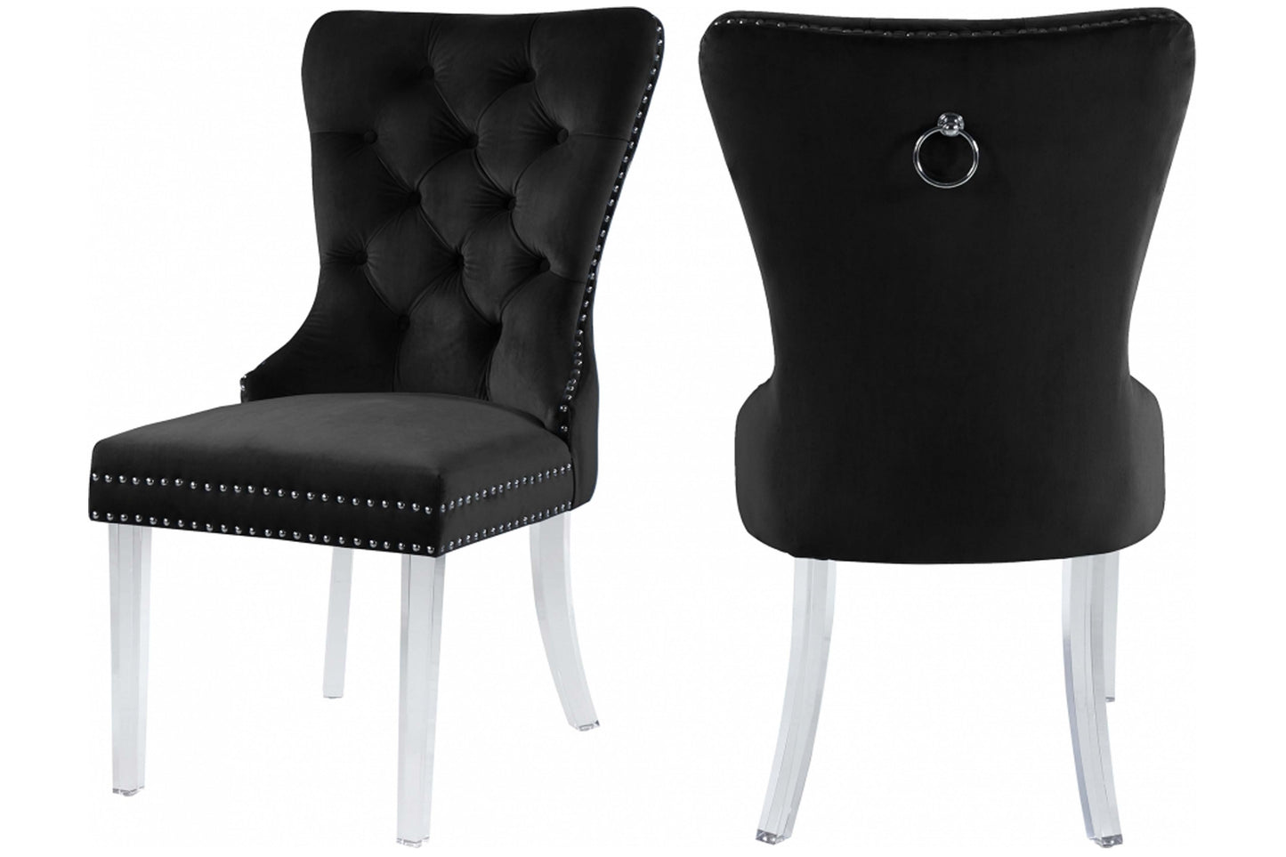 Miley Velvet Dining Chair with Acrylic Legs SKU: 746-C - Venini Furniture