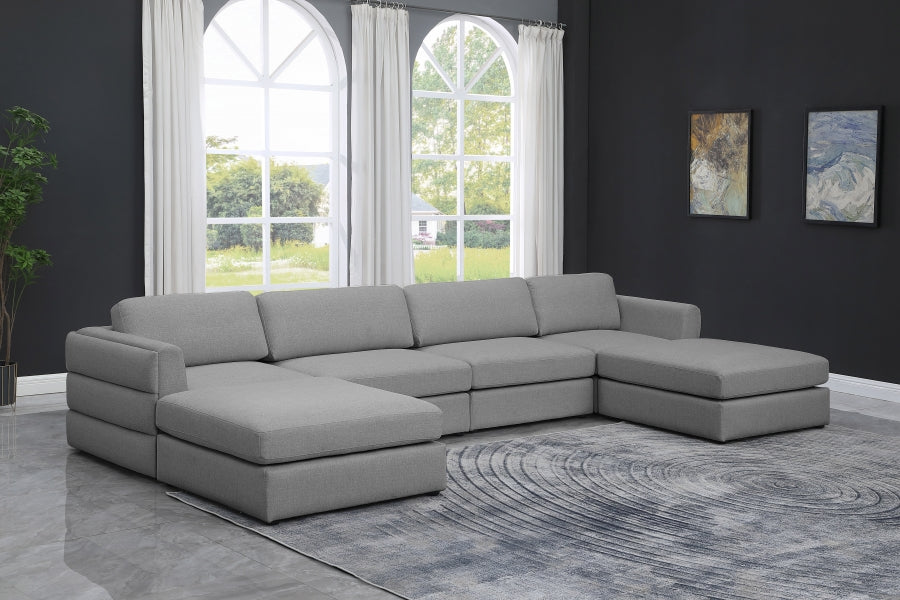 Beckham Linen Textured Modular Sectional SKU: 681Beige-Sec6C