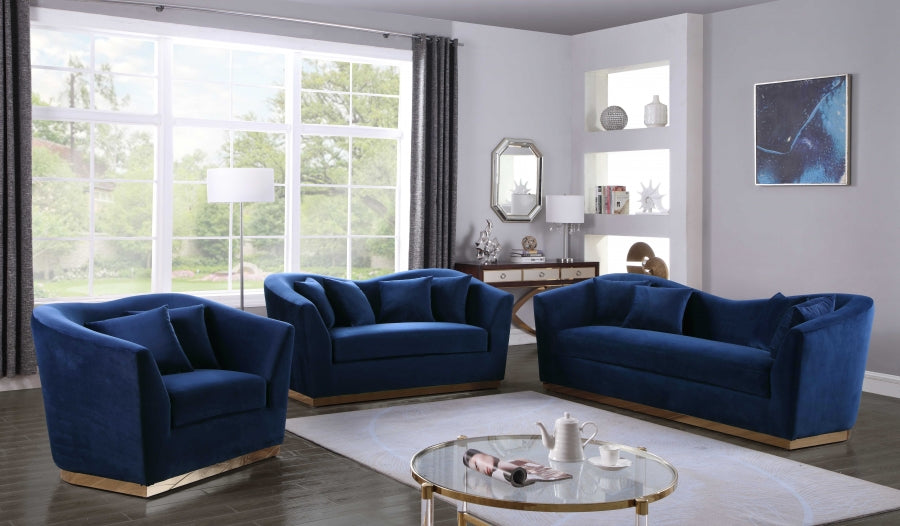 Arabella Velvet Loveseat SKU: 617Navy-L