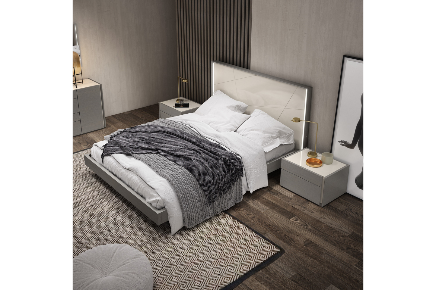 Sintra Premium Bedroom Nightstand in Grey SKU:17554