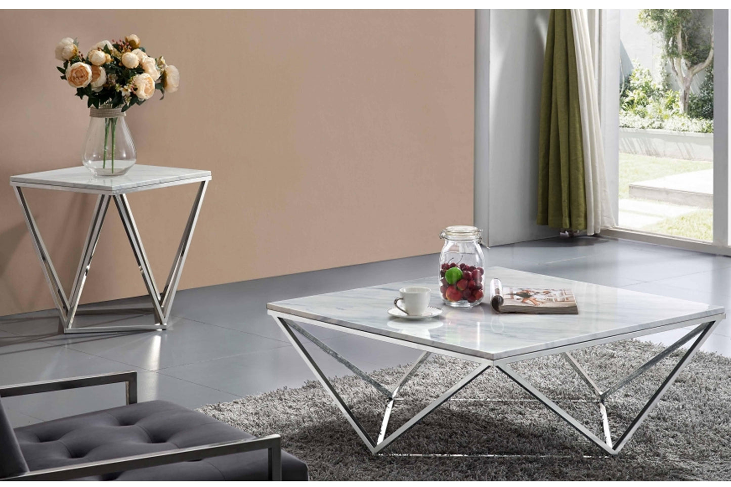 Skyler Chrome End Table SKU: 244-E - Venini Furniture