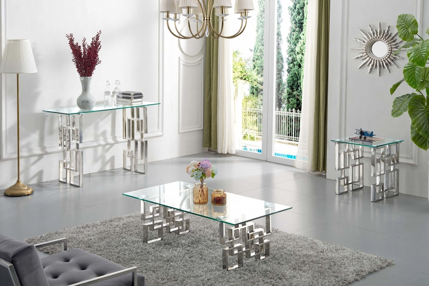 Alexis Chrome End Table SKU: 231-E - Venini Furniture