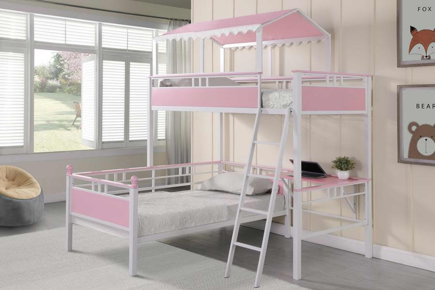 TWIN/TWIN WORKSTATION BUNK BED MODEL 400119 - Venini Furniture