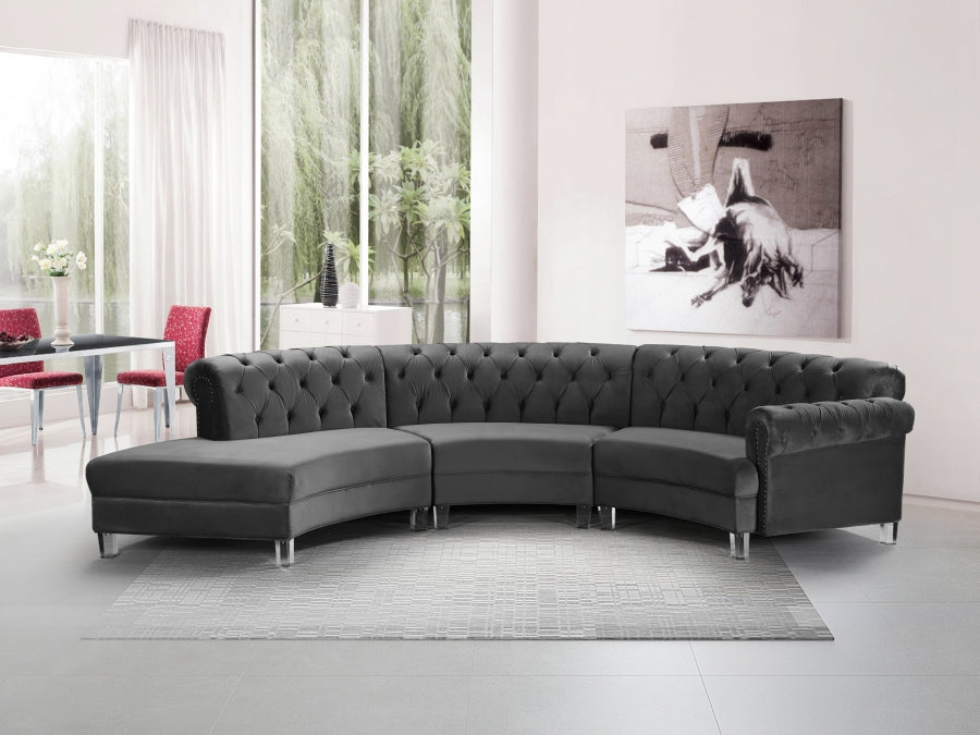 Anabella Modular Velvet Sectional SKU: 697Skyblu-Sec-3PC