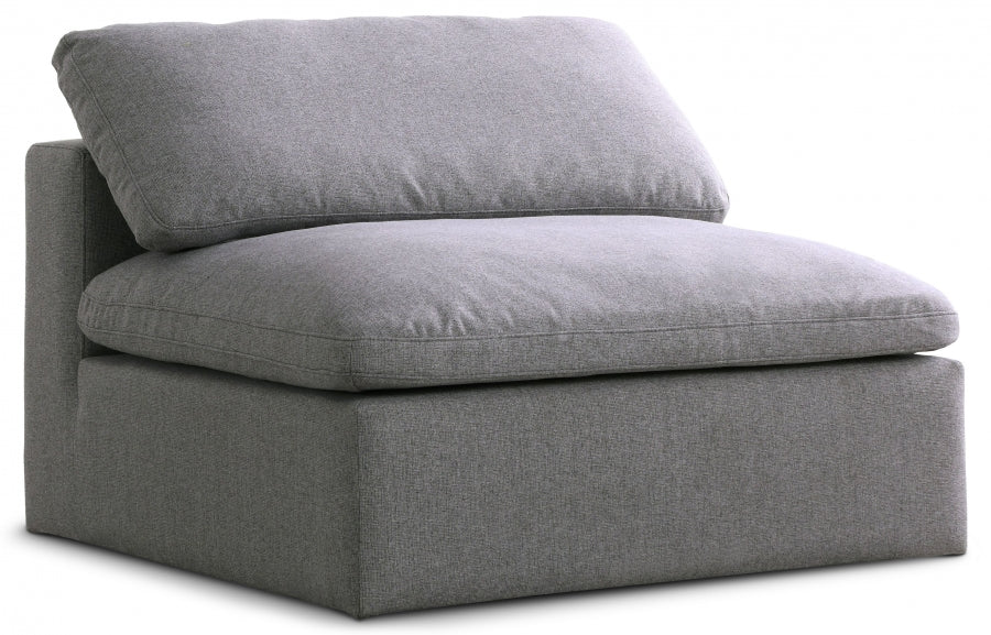 Serene Linen Textured Deluxe Modular Down Filled Cloud-Like Comfort Overstuffed Armless Chair