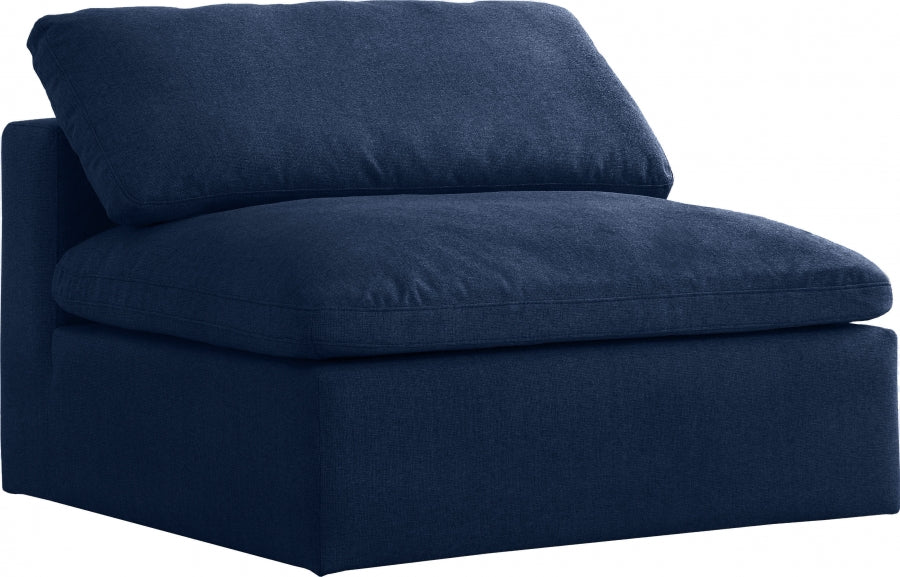 Serene Linen Textured Deluxe Modular Down Filled Cloud-Like Comfort Overstuffed Armless Chair