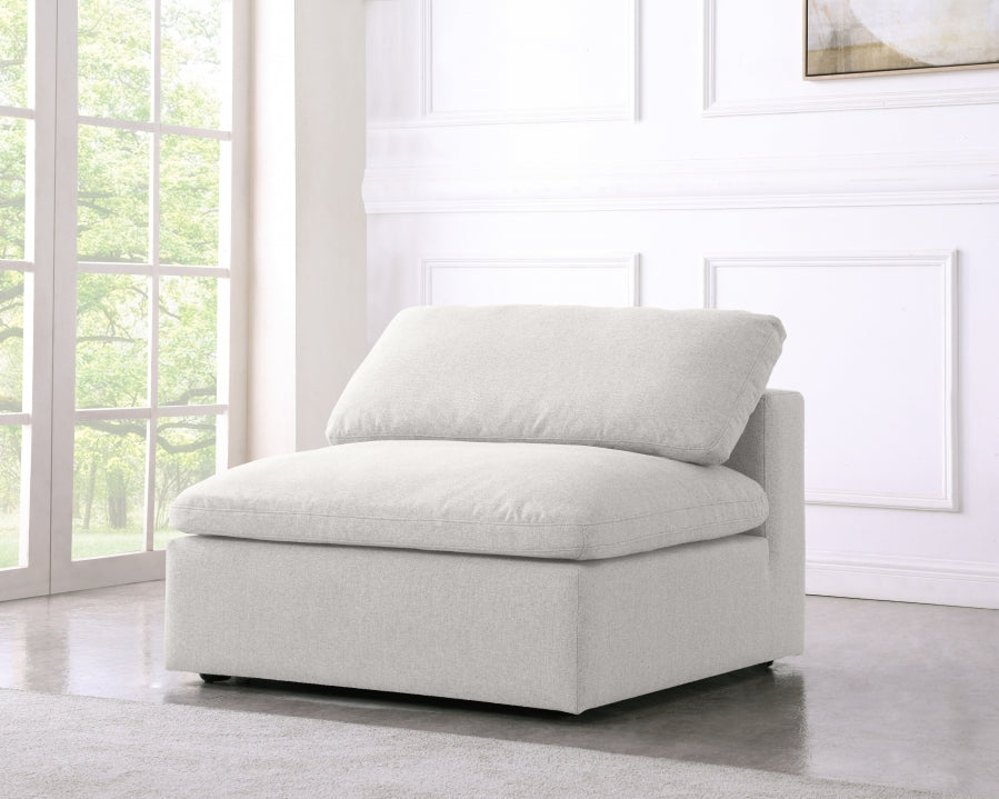 Serene Linen Textured Deluxe Modular Down Filled Cloud-Like Comfort Overstuffed Armless Chair