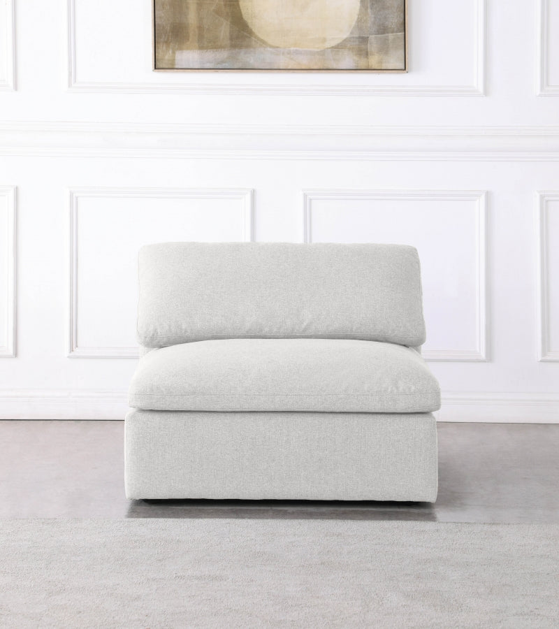 Serene Linen Textured Deluxe Modular Down Filled Cloud-Like Comfort Overstuffed Armless Chair