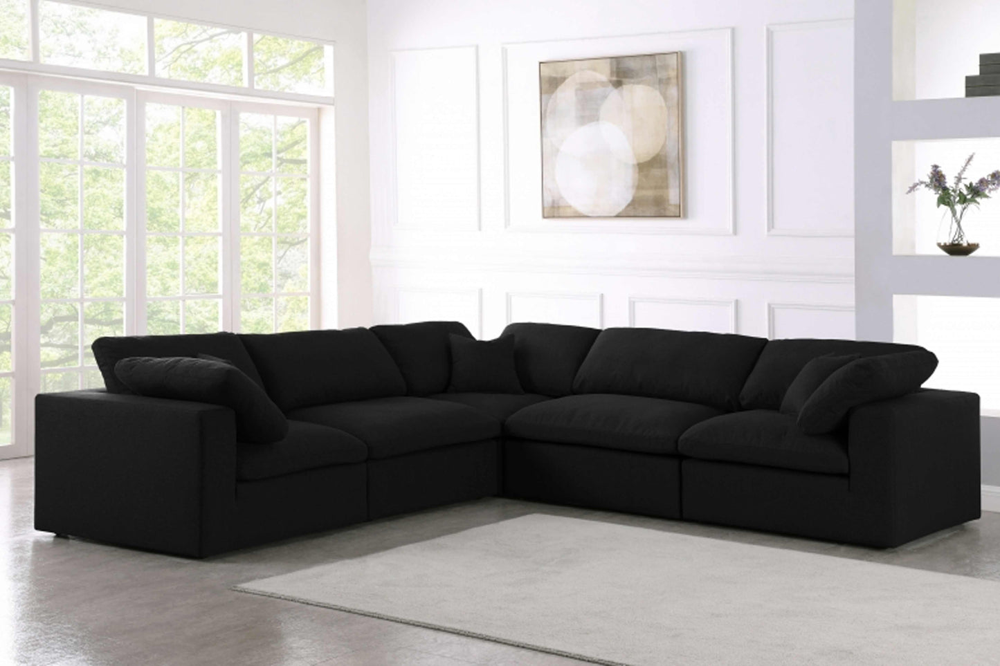 Uffizi Linen Deluxe Cloud Modular Down Filled Overstuffed Sectional Model 18601-Sec5C - Venini Furniture