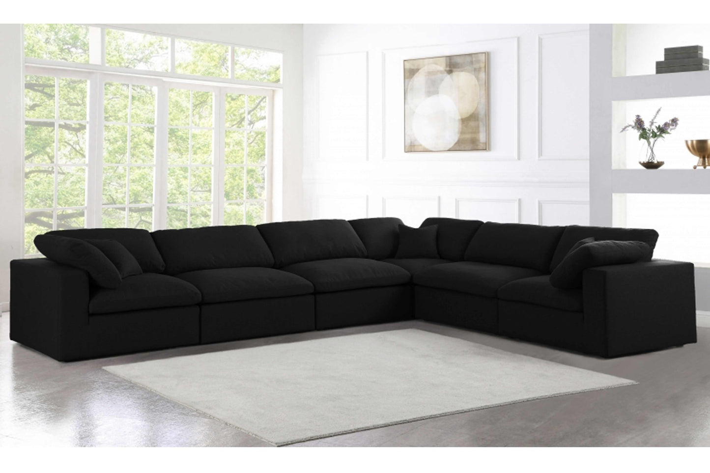 Uffizi Linen Deluxe Cloud Modular Down Filled Overstuffed Reversible Sectional Model 18601-Sec6A - Venini Furniture