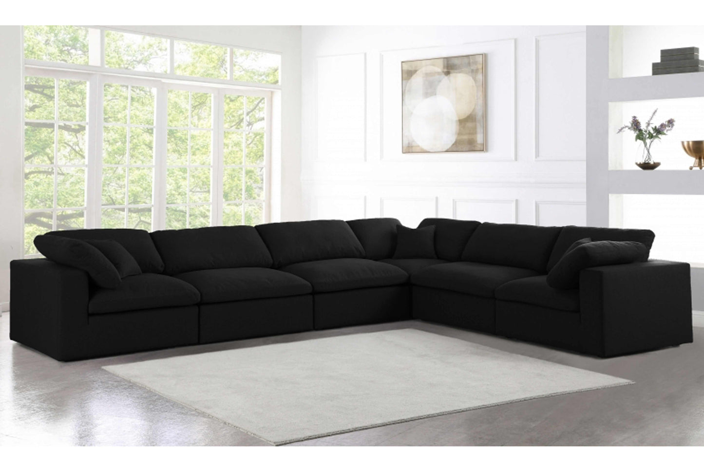 Uffizi Linen Deluxe Cloud Modular Down Filled Overstuffed Reversible Sectional Model 18601-Sec6A - Venini Furniture