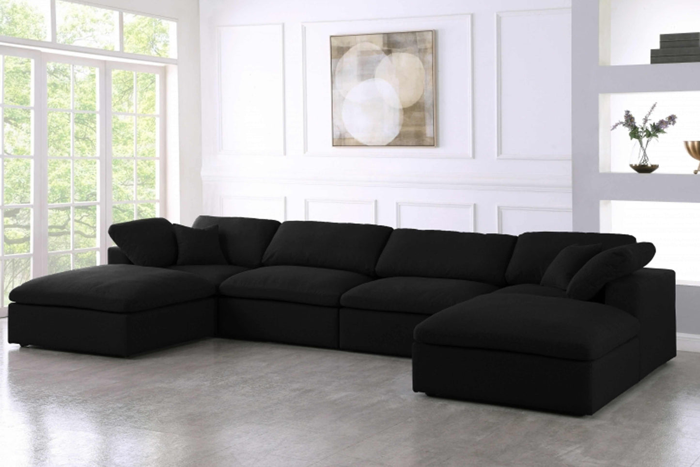 Uffizi Linen Deluxe Cloud Modular Down Filled Overstuffed Sectional Model 18601-Sec6B - Venini Furniture