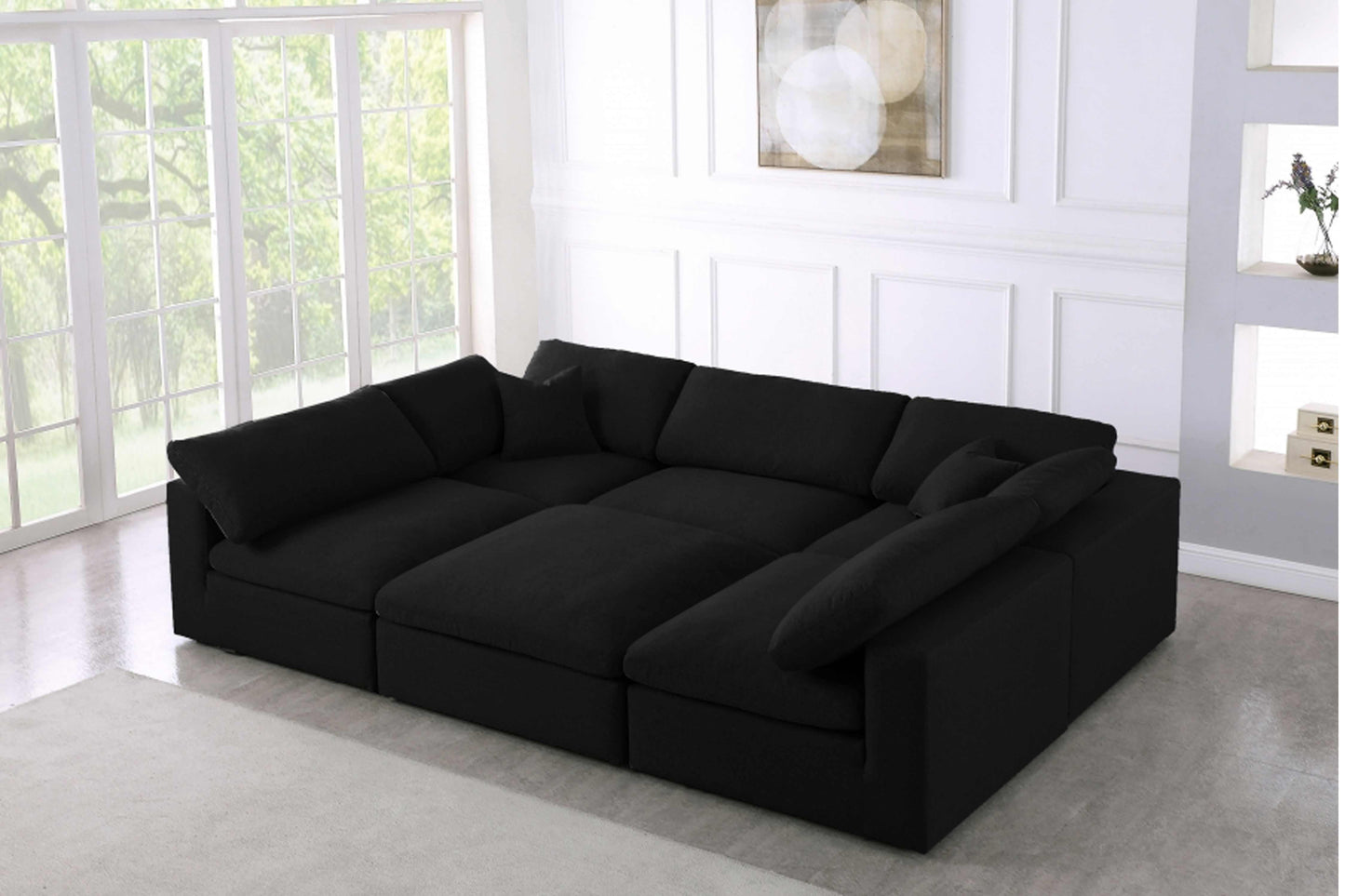 Uffizi Linen Deluxe Cloud Modular Down Filled Overstuffed Sectional Model 18601-Sec6C - Venini Furniture