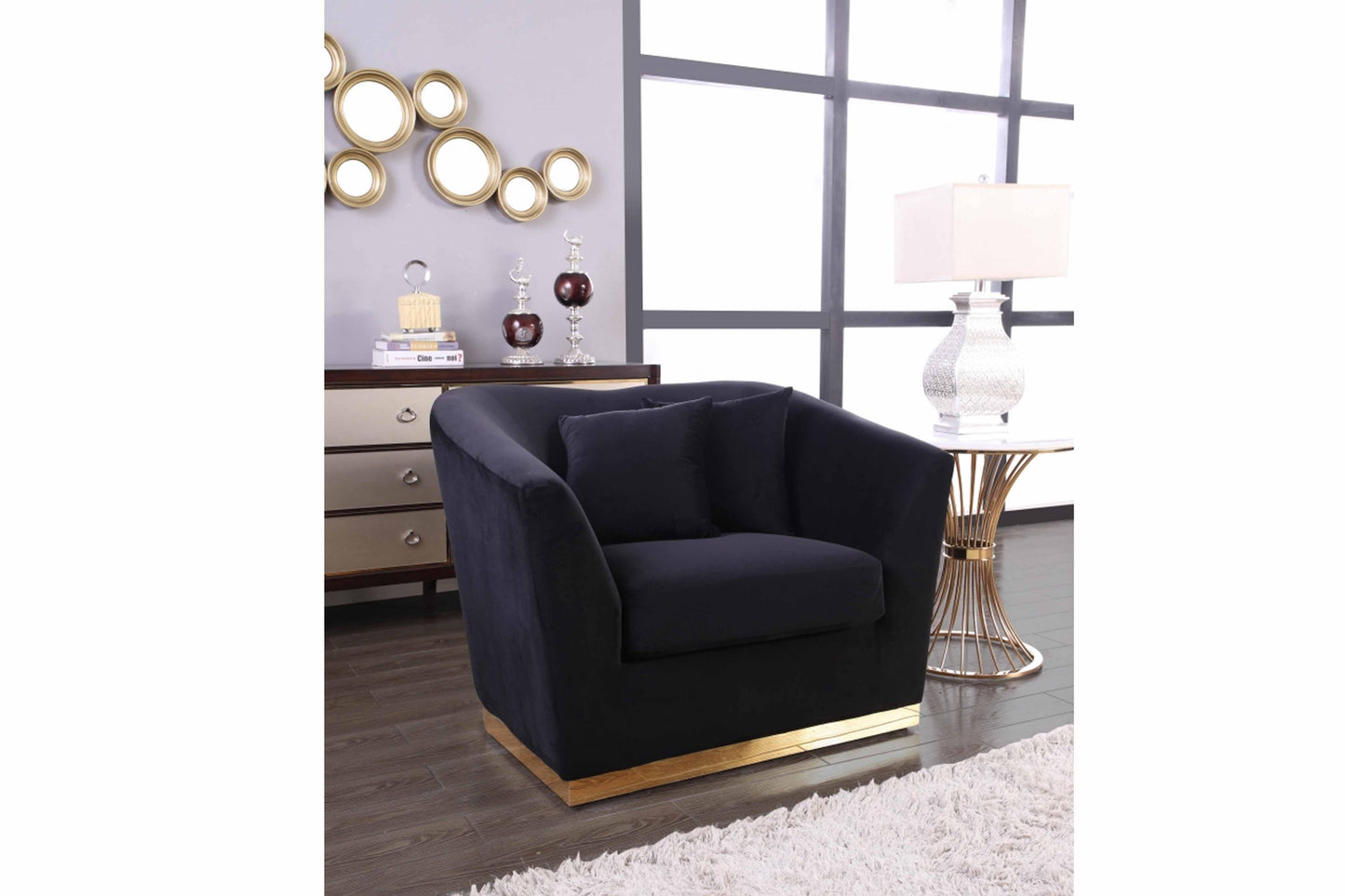 Arabella Velvet & Gold Stainless Steel Base Chair SKU: 617-C - Venini Furniture