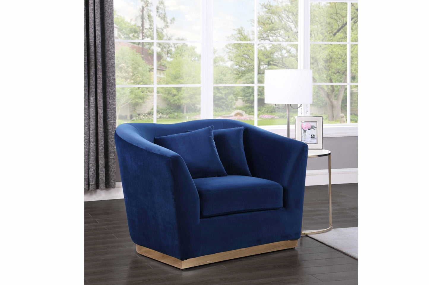 Arabella Velvet & Gold Stainless Steel Base Chair SKU: 617-C - Venini Furniture