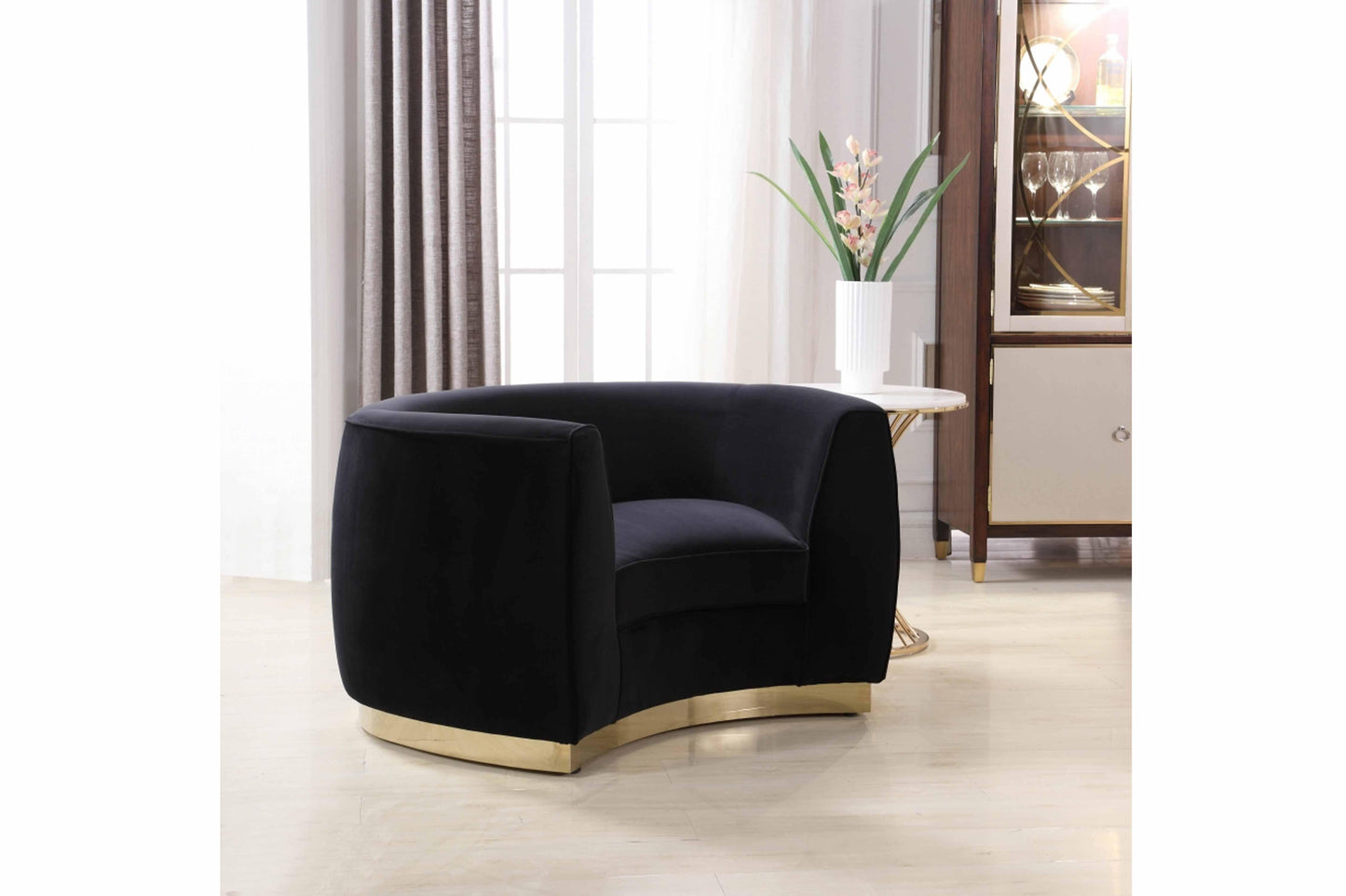 Julian Velvet & Gold Stainless Steel Base Chair SKU: 620-C - Venini Furniture