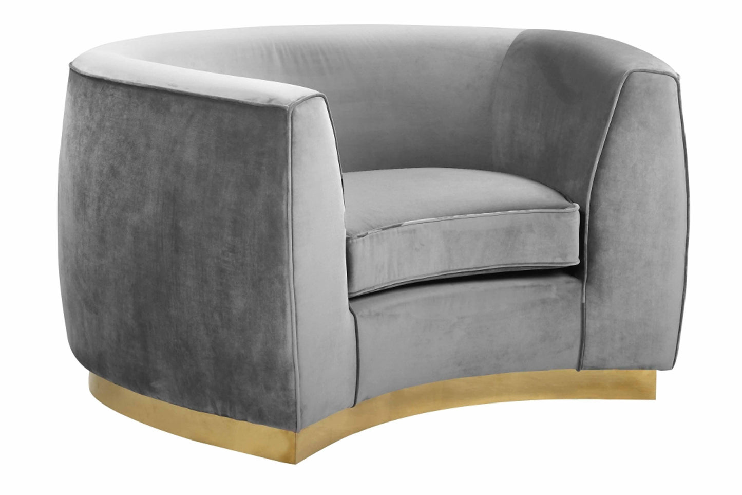 Julian Velvet & Gold Stainless Steel Base Chair SKU: 620-C - Venini Furniture