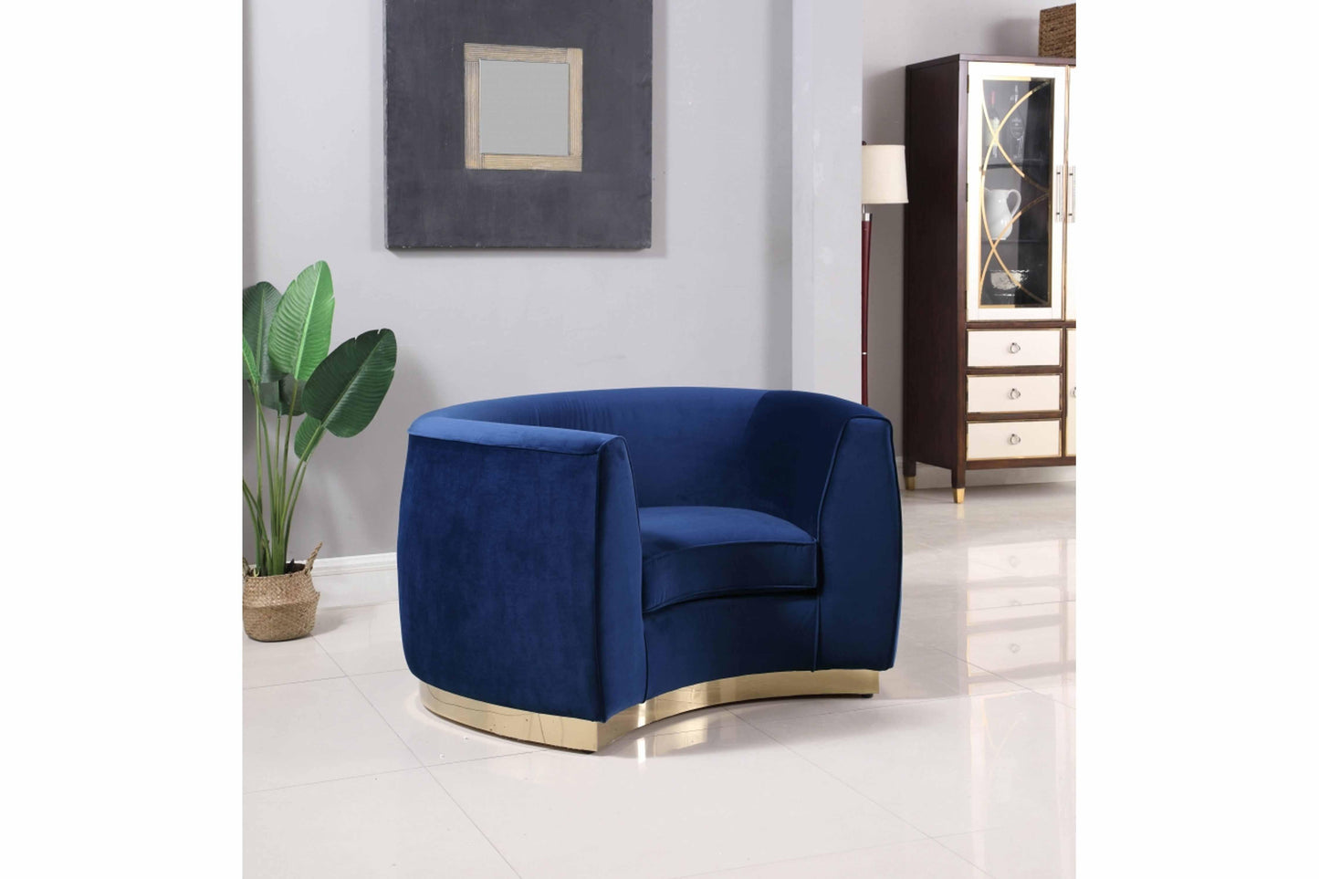 Julian Velvet & Gold Stainless Steel Base Chair SKU: 620-C - Venini Furniture