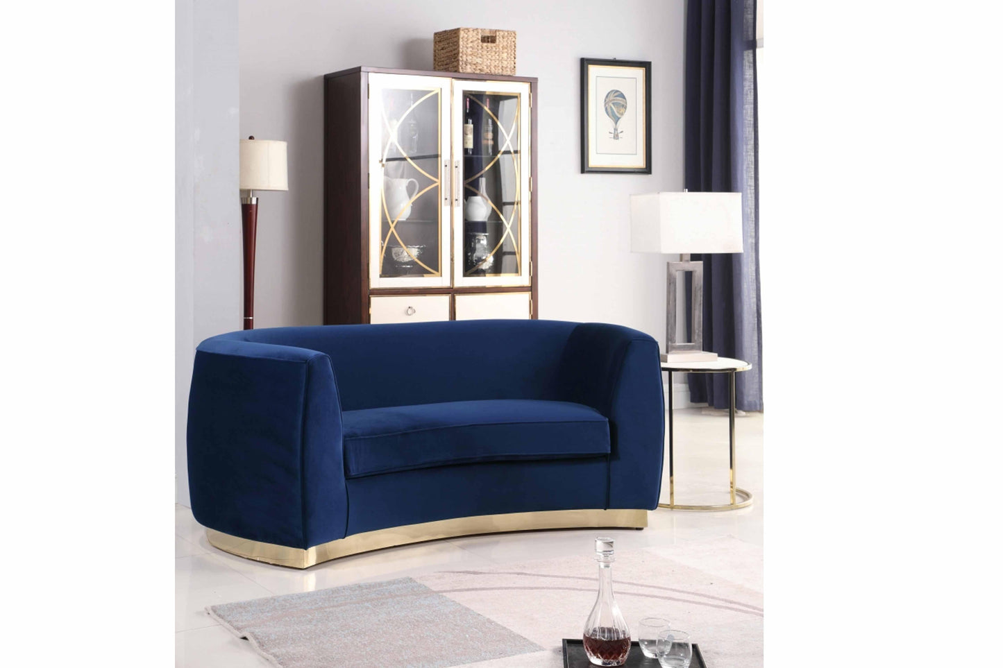 Julian Velvet & Gold Stainless Steel Base Loveseat SKU: 620-L - Venini Furniture
