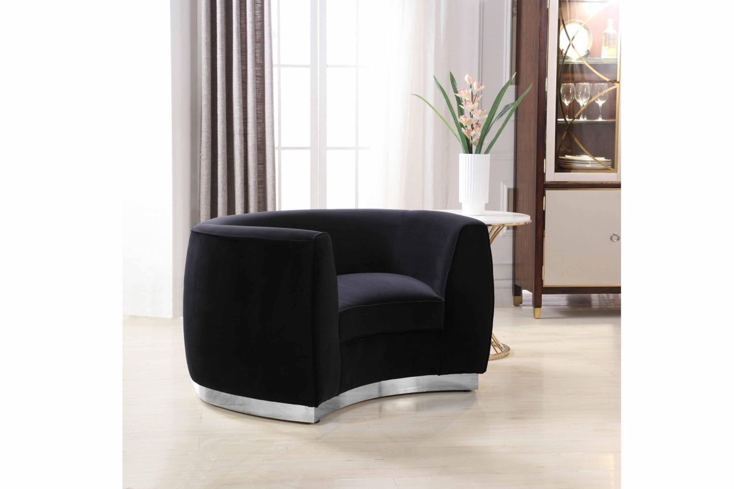 Julian Velvet & Chrome Stainless Steel Base Chair SKU: 621-C - Venini Furniture