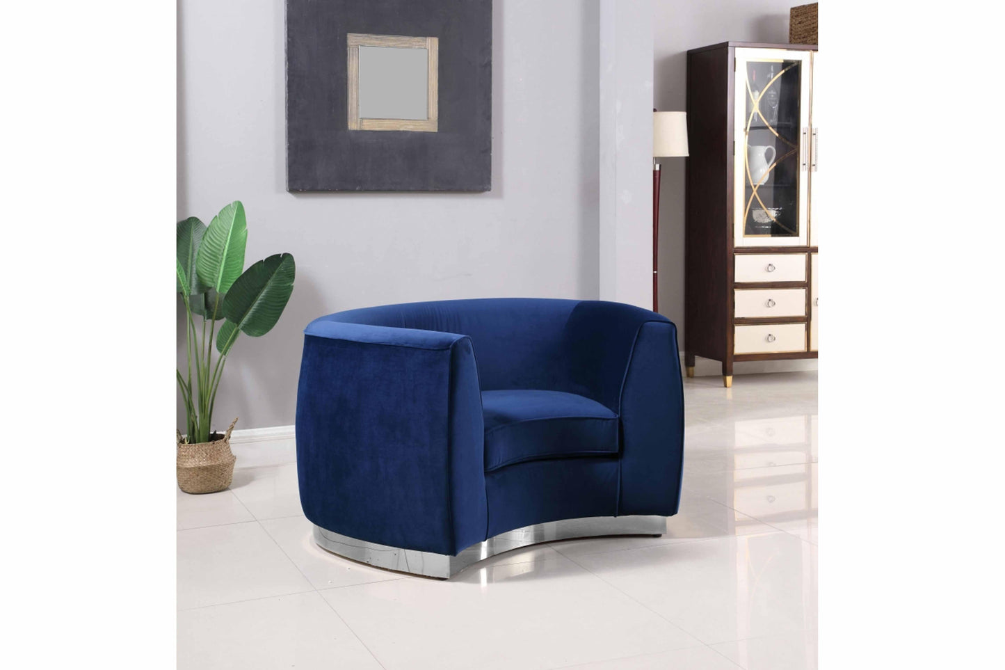 Julian Velvet & Chrome Stainless Steel Base Chair SKU: 621-C - Venini Furniture