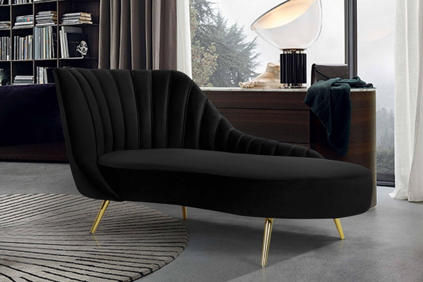 Margo Velvet Chaise Lounge SKU: 622-Chaise - Venini Furniture