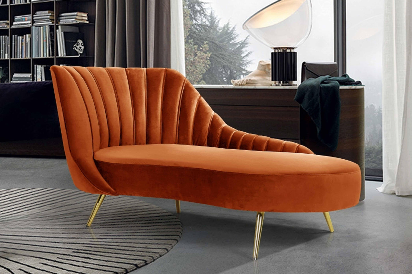 Margo Velvet Chaise Lounge SKU: 622-Chaise - Venini Furniture