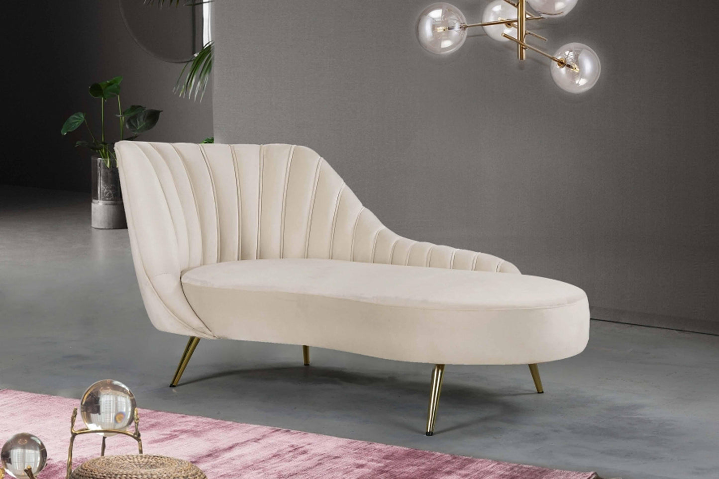 Margo Velvet Chaise Lounge SKU: 622-Chaise - Venini Furniture 