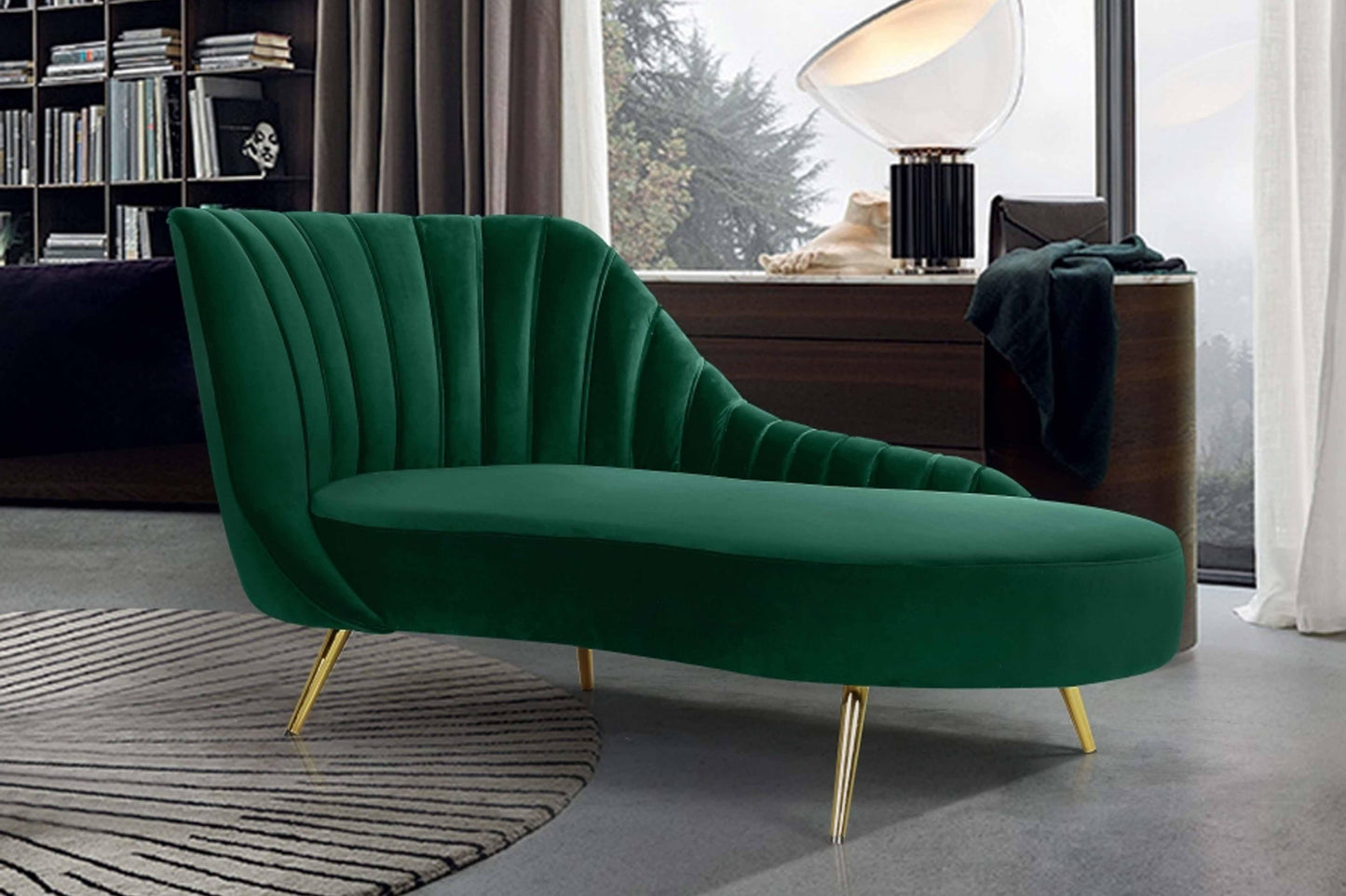 Margo Velvet Chaise Lounge SKU: 622-Chaise - Venini Furniture