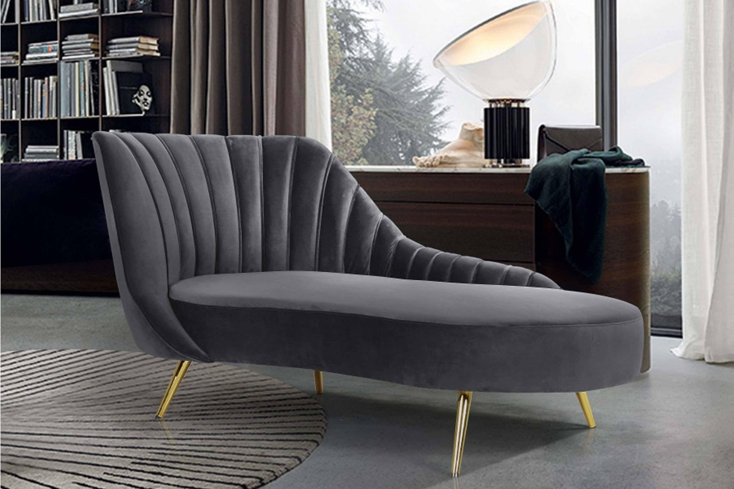 Margo Velvet Chaise Lounge SKU: 622-Chaise - Venini Furniture