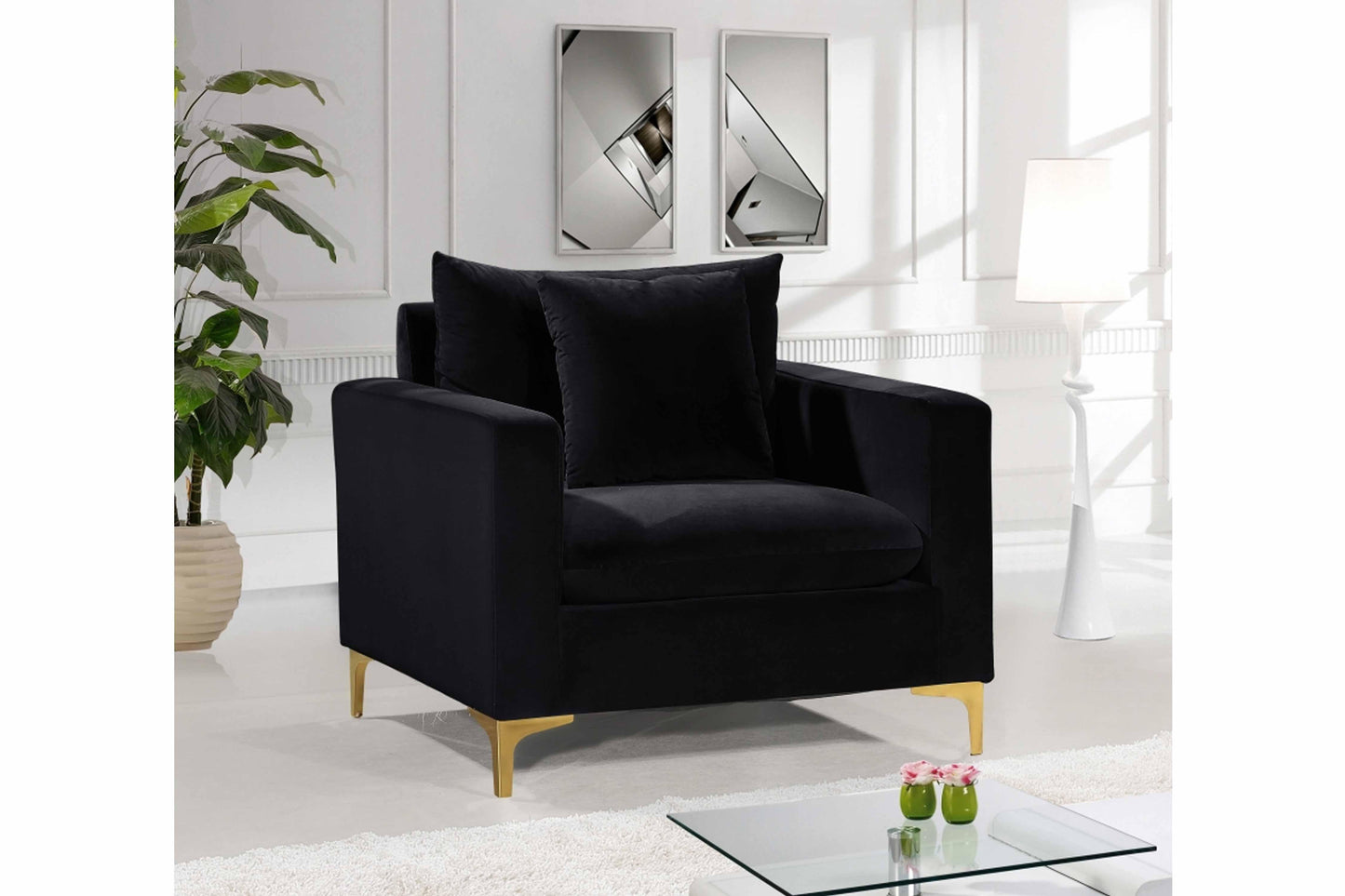 Naomi Velvet Chair SKU: 633-C - Venini Furniture