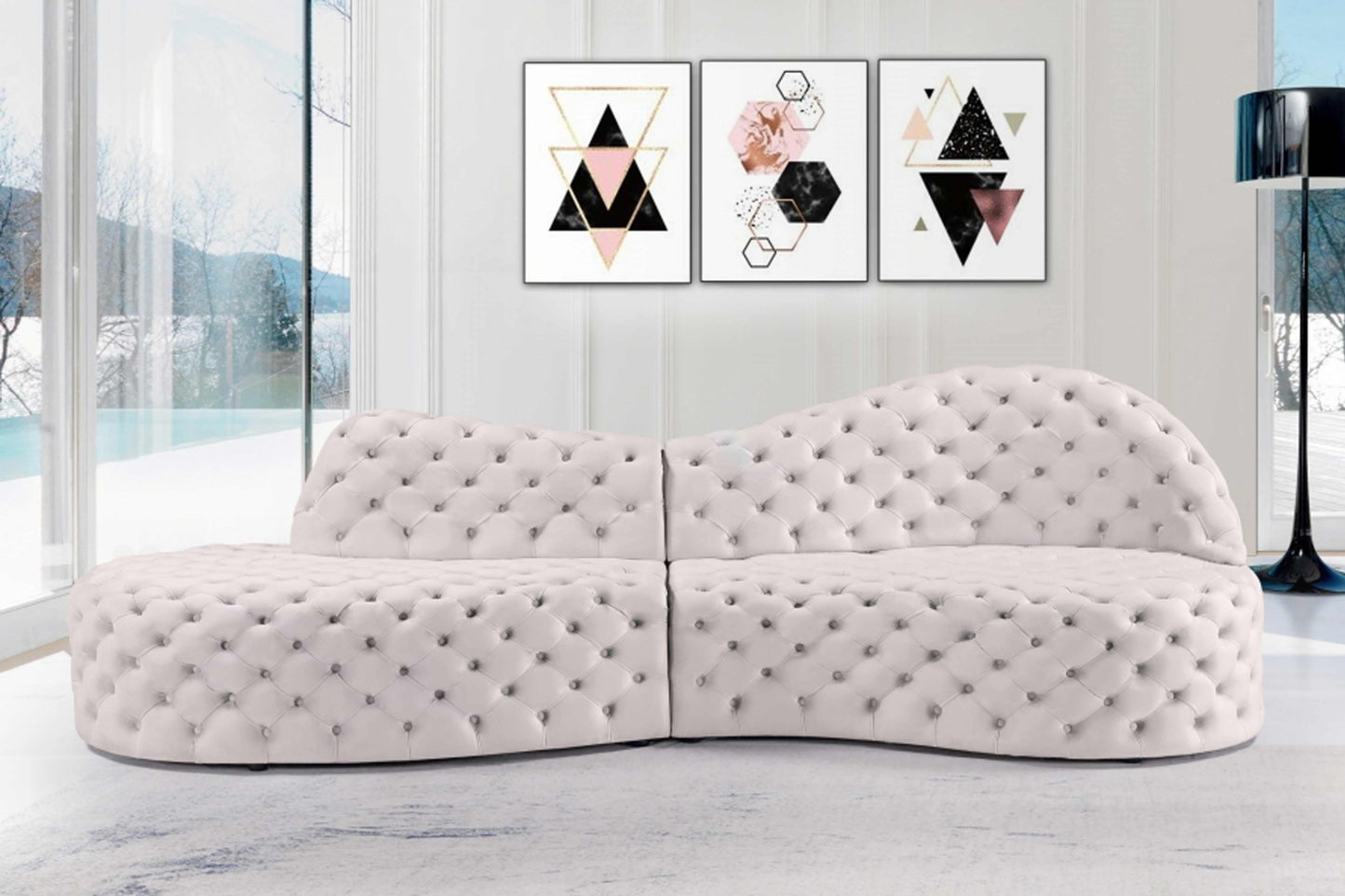 Royal Velvet 2pc. Sectional SKU: 654-Sectional - Venini Furniture