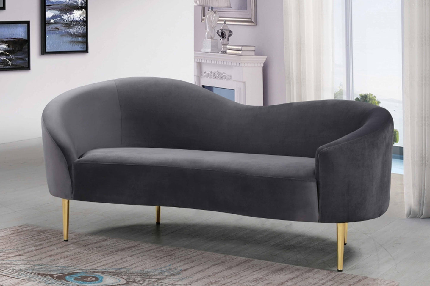 Ritz Velvet Loveseat SKU: 659L - Venini Furniture