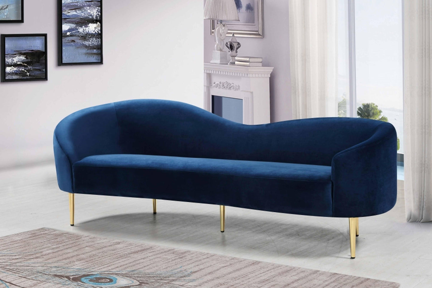 Ritz Velvet Sofa SKU: 659-S - Venini Furniture