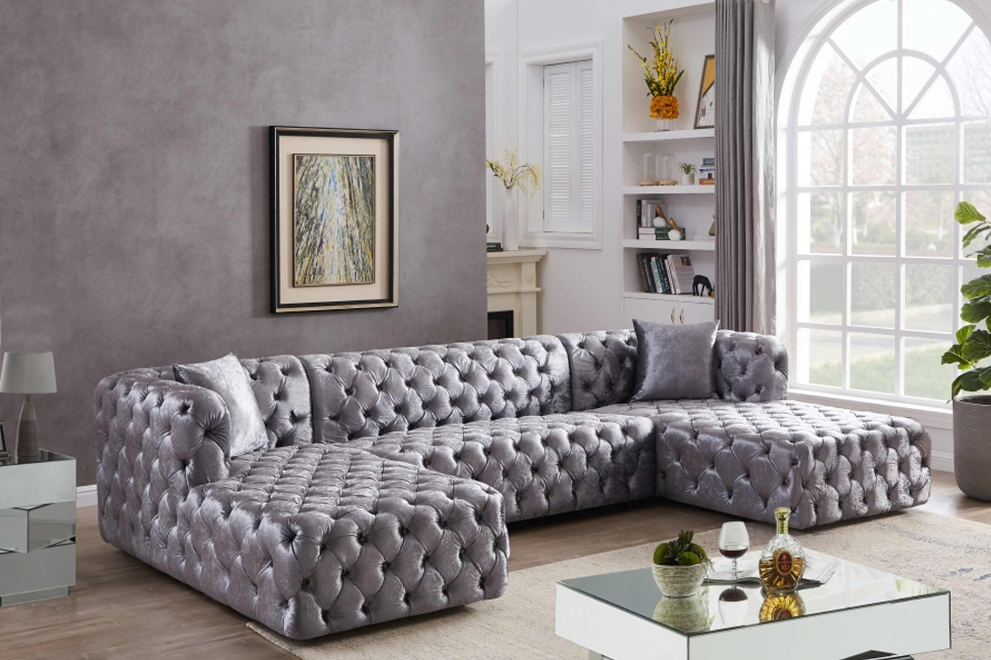 Coco Velvet 3pc. Sectional SKU: 676-Sectional - Venini Furniture