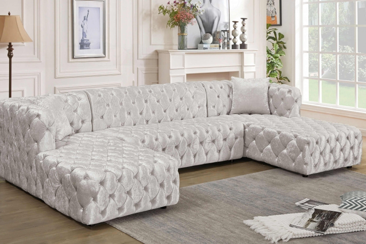 Coco Velvet 3pc. Sectional SKU: 676-Sectional - Venini Furniture