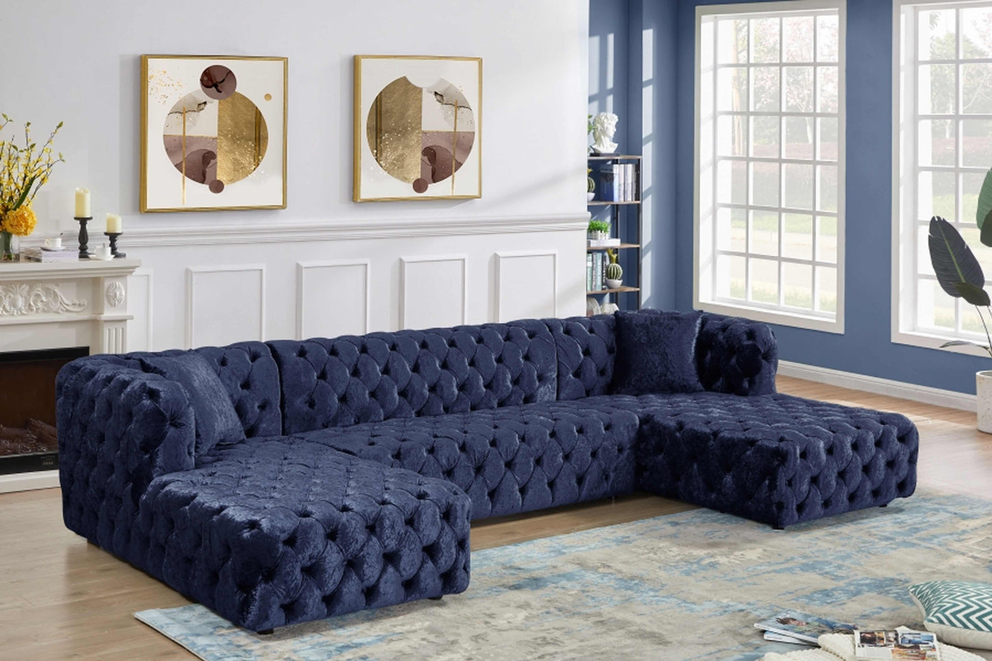 Coco Velvet 3pc. Sectional SKU: 676-Sectional - Venini Furniture