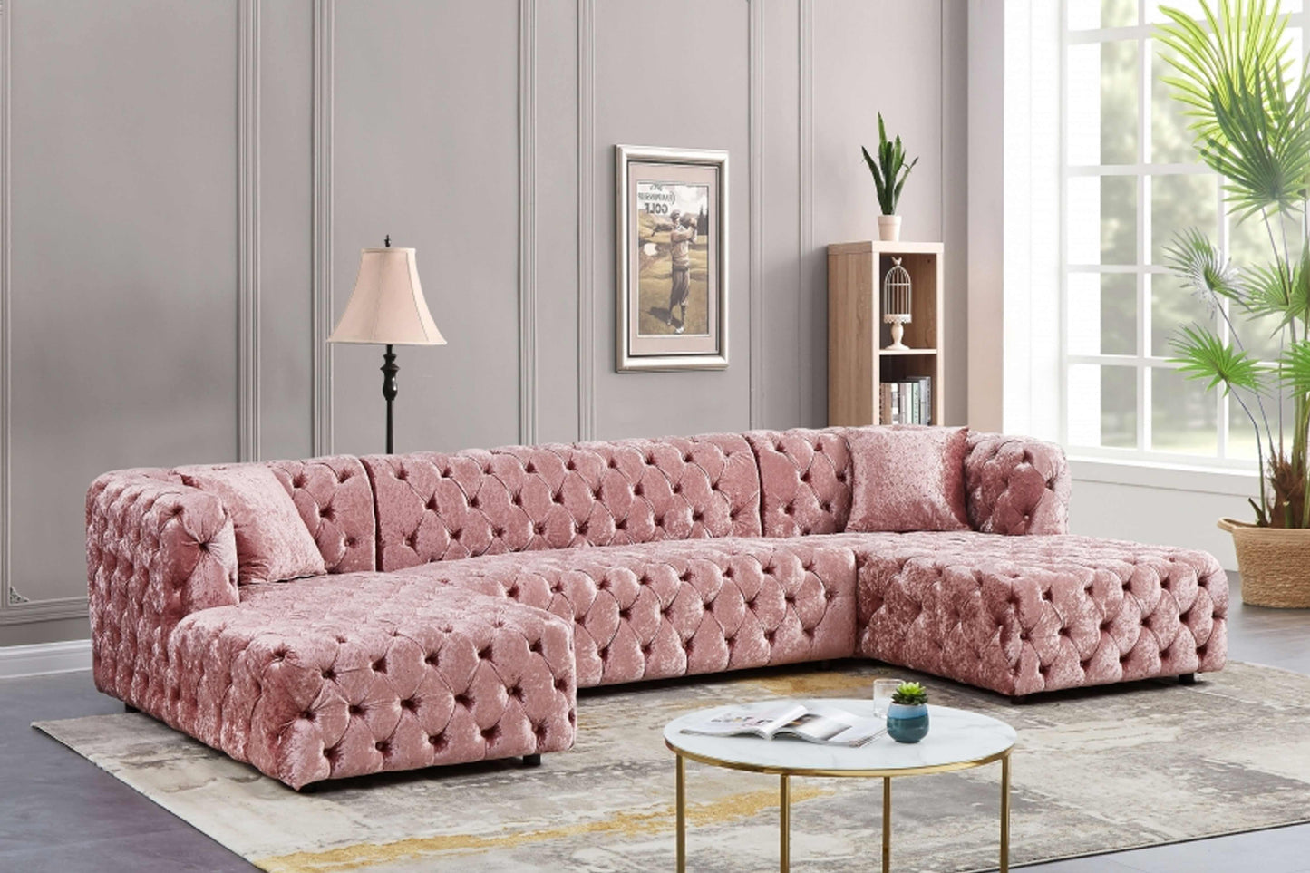Coco Velvet 3pc. Sectional SKU: 676-Sectional - Venini Furniture