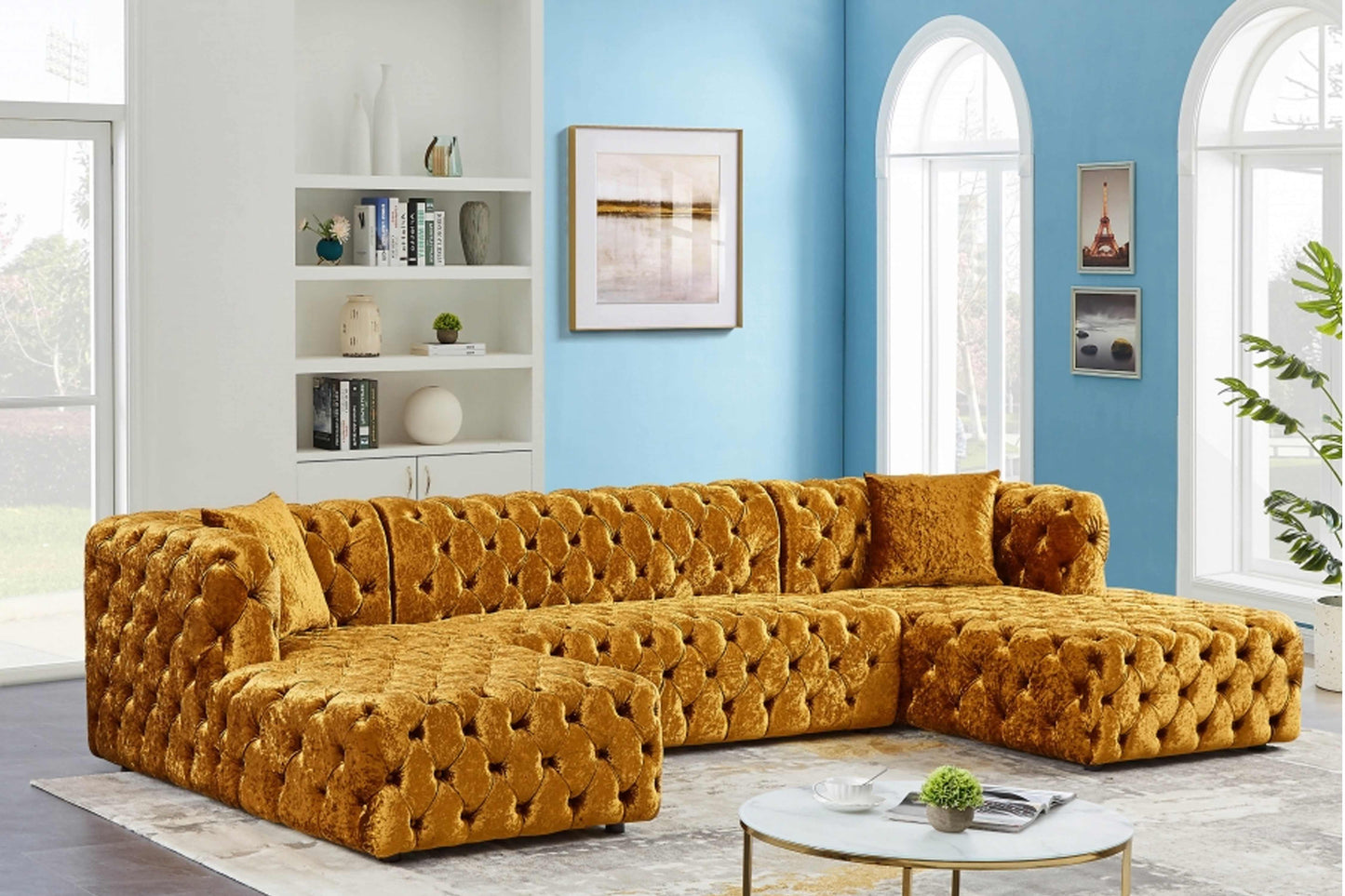 Coco Velvet 3pc. Sectional SKU: 676-Sectional - Venini Furniture