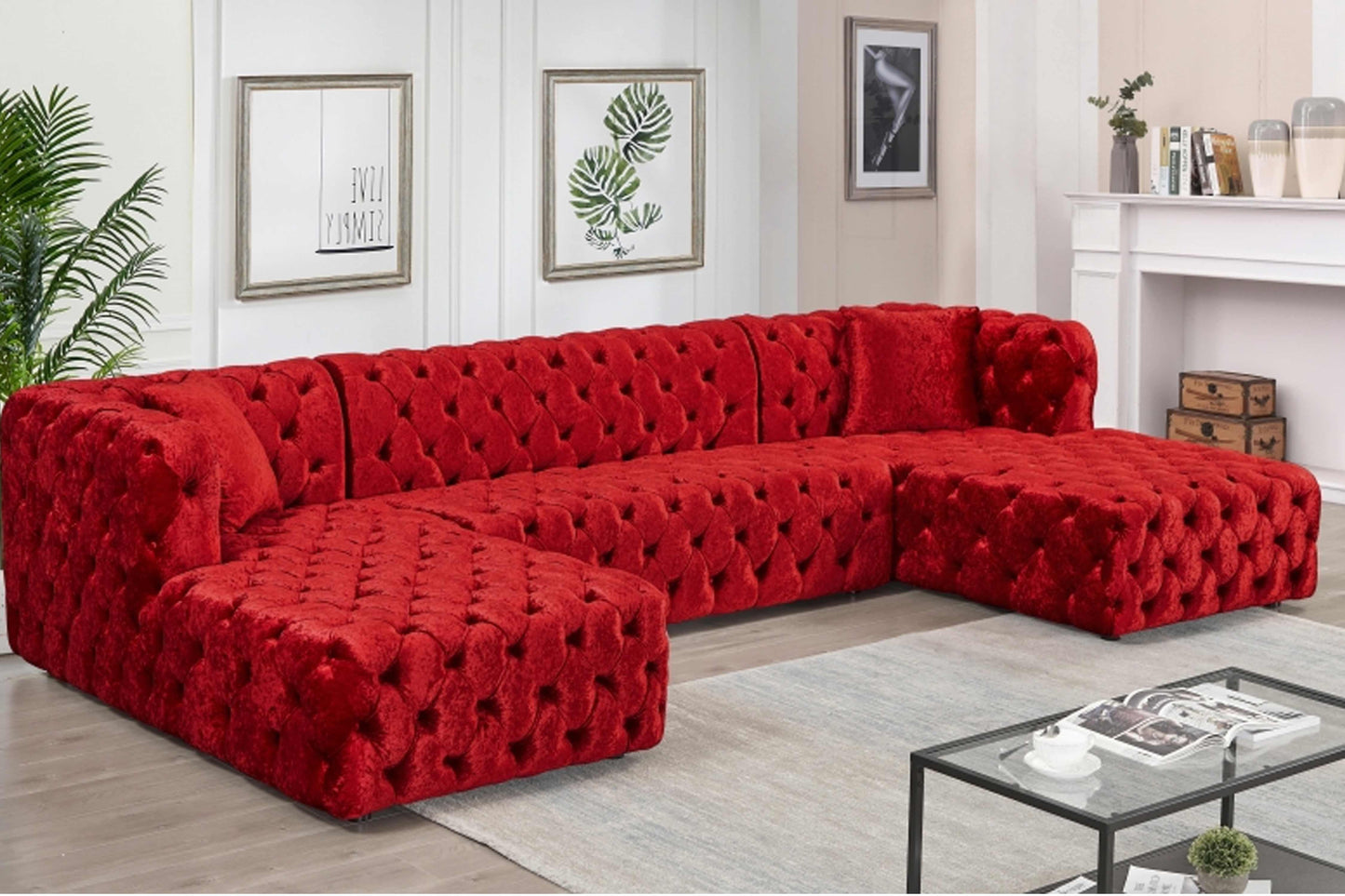 Coco Velvet 3pc. Sectional SKU: 676-Sectional - Venini Furniture