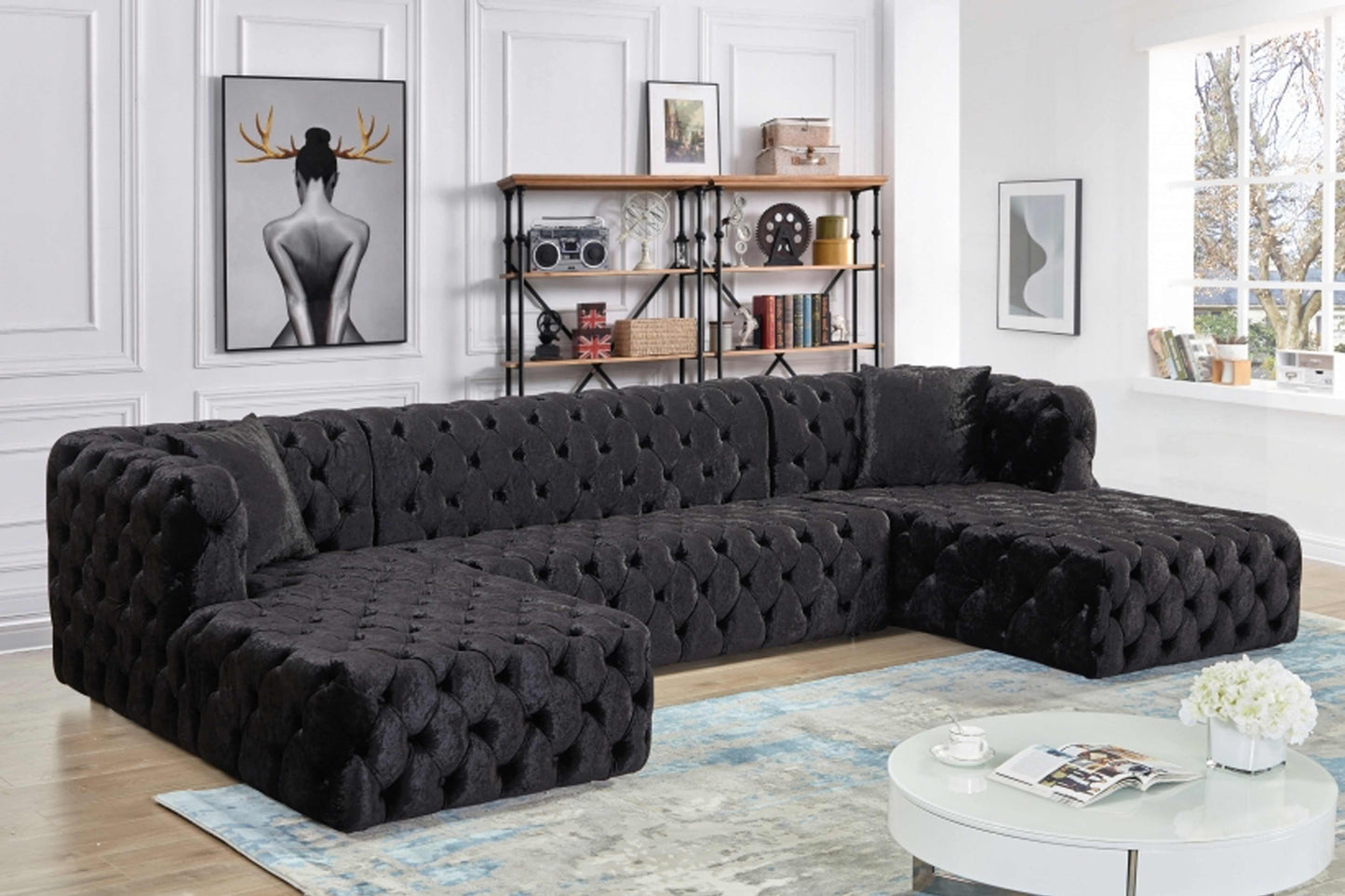 Coco Velvet 3pc. Sectional SKU: 676-Sectional - Venini Furniture