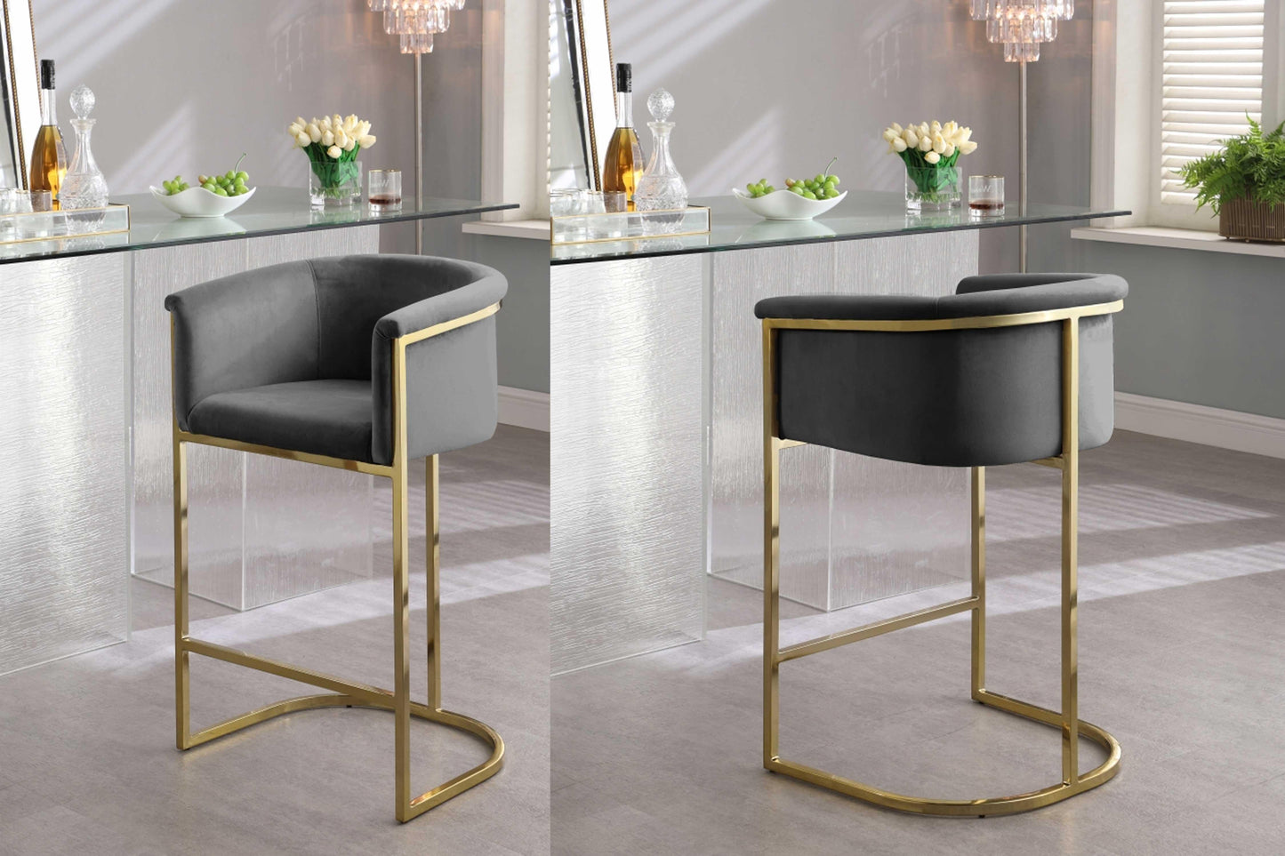 Donatella Velvet Counter Stool SKU: 700-C - Venini Furniture