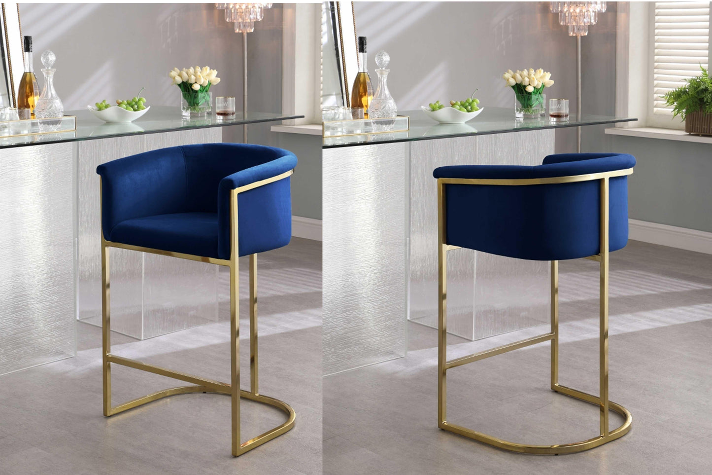 Donatella Velvet Counter Stool SKU: 700-C - Venini Furniture